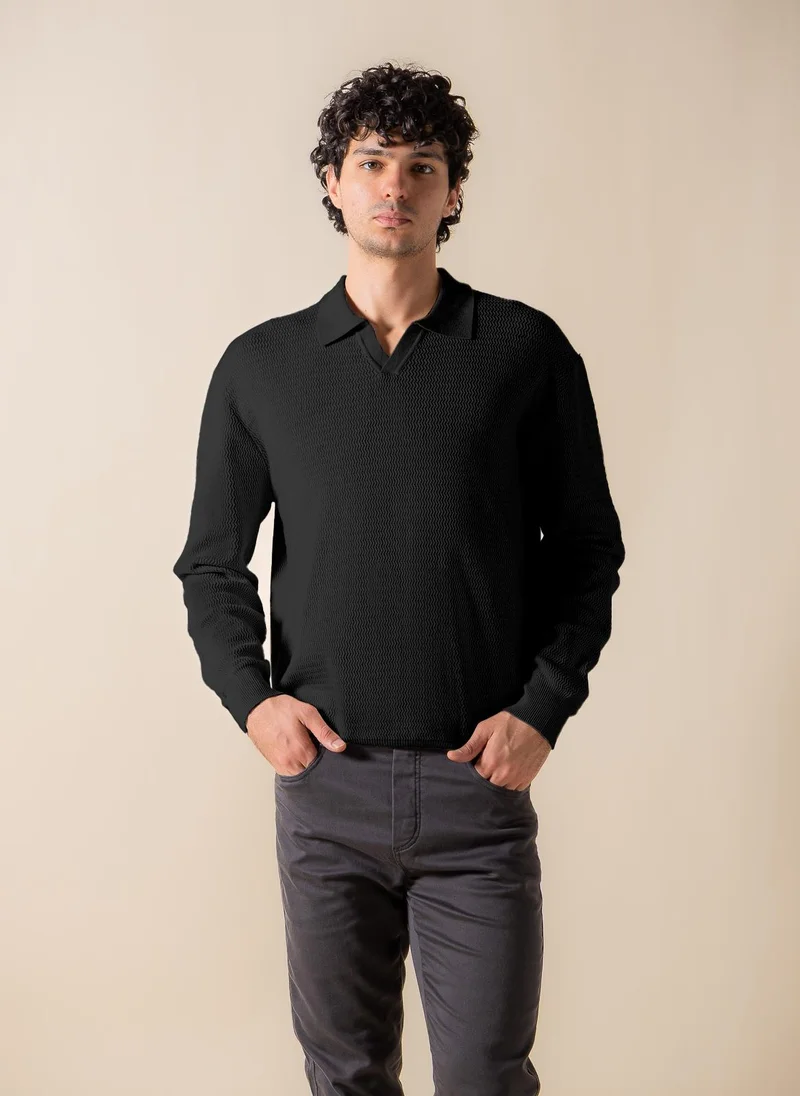 SHAPES TEXTURED POLO SHIRT