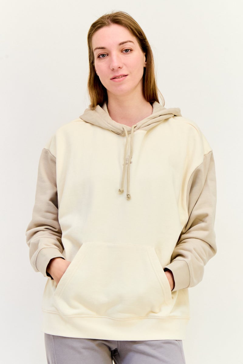 adidas Originals Women Sportswear Fit Long Sleeves Running Hooded Sweatshirt, Beige  - Image 1