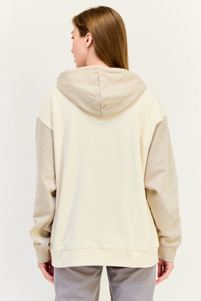 adidas Originals Women Sportswear Fit Long Sleeves Running Hooded Sweatshirt, Beige  - Image 3