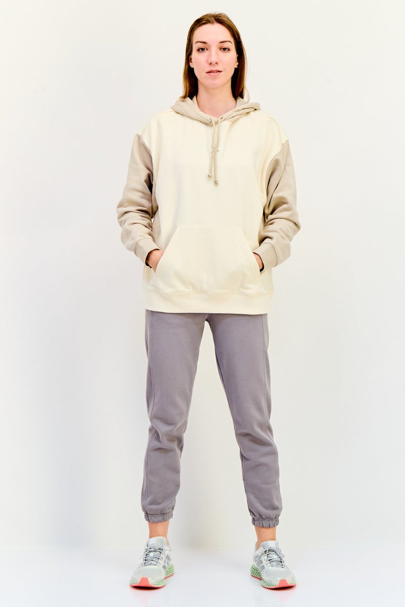adidas Originals Women Sportswear Fit Long Sleeves Running Hooded Sweatshirt, Beige  - Image 4