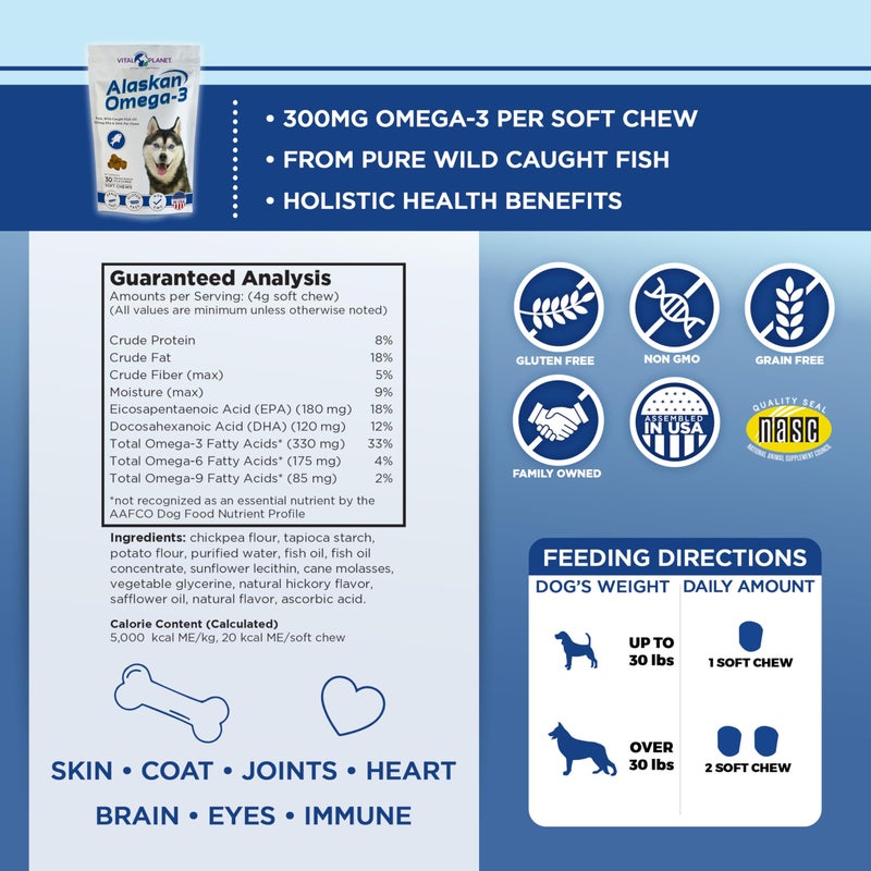 Vital Planet - Alaskan Omega-3 Soft Chews for Dogs, Wild Alaskan Fish Oil â€“ 30 Hickory Flavored Soft Chews - Image 2