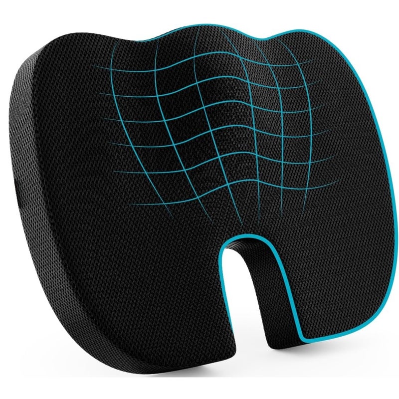 SHIVSAKTI Memory Foam Coccyx Seat Cushion for Tailbone Pain and Chair Cushions for Long Sitting on Office Chair