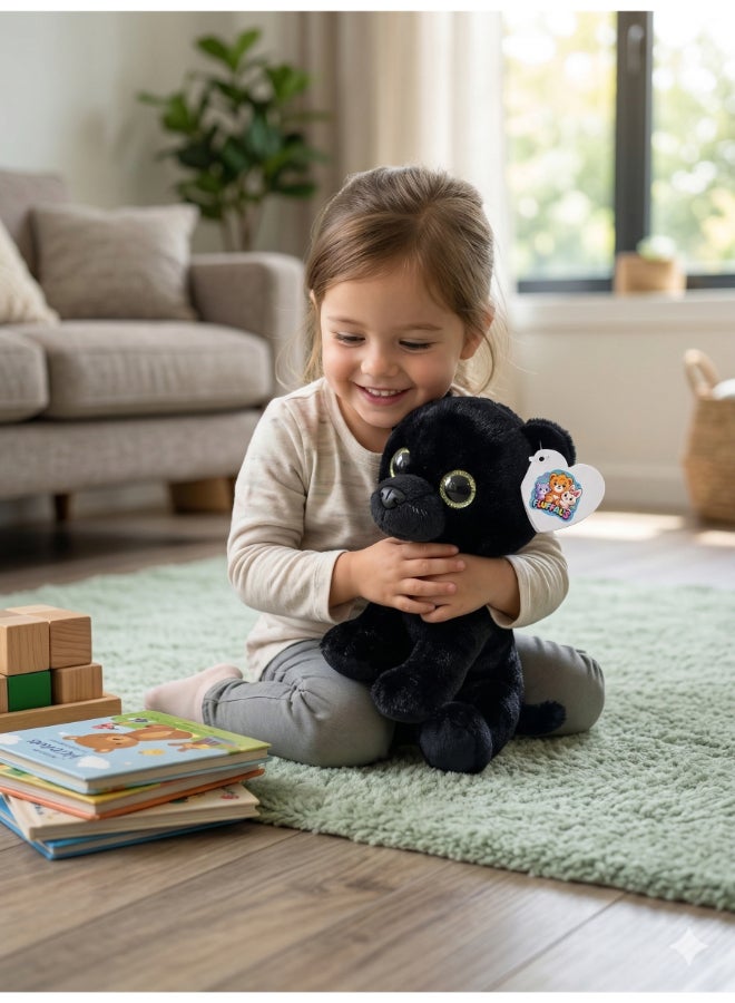 Fluffmals لعبة حيوانات محشوة فلوفمالز - بانثر فارس الظلام 23 سم 15 سم | لعبة محشوة صغيرة لطيفة للأطفال | ناعمة للغاية وقابلة للعناق | لعبة ناعمة مناسبة للسفر للأطفال والرضع - Image 3