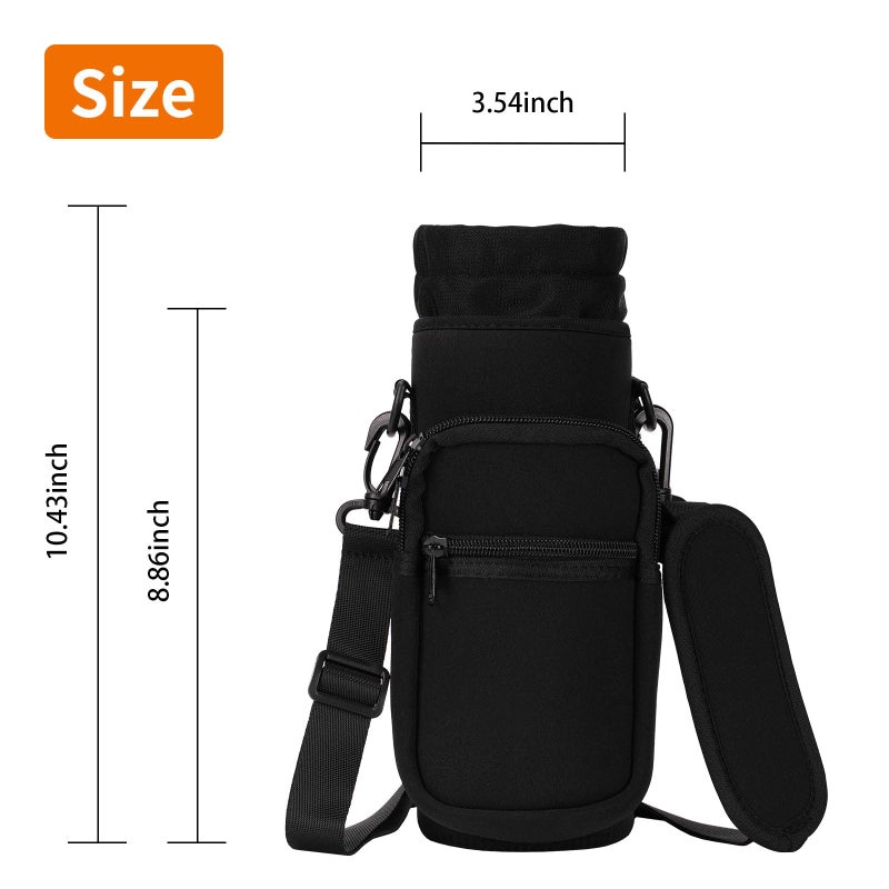 AceTreker Water Bottle Carrier Bag, 32 oz/ 40 oz Insulated Water Bottle Sleeve with Paracord Hanlde u0026 Strap, Neoprene Metal Canteen Pouch Holder with Phone Pocket for Gym, Sport, Fishing - Image 5