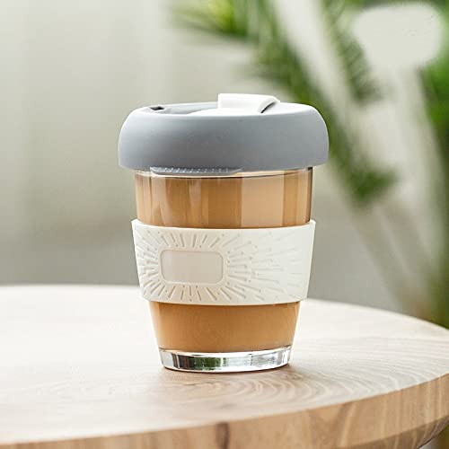 we3 Coffee Cup with Lid, Reusable Coffee Mug with Non-Slip Sleeve, Coffee Tumbler with BPA-Free Safe Material, Dishwasher& Microwave Safe, 350 ML (White, Pack of 2) - Image 3