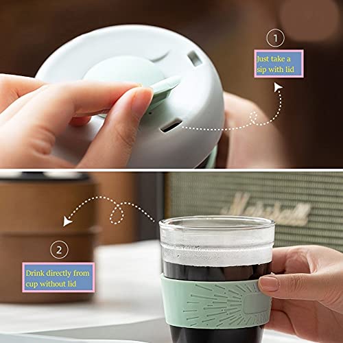 we3 Coffee Cup with Lid, Reusable Coffee Mug with Non-Slip Sleeve, Coffee Tumbler with BPA-Free Safe Material, Dishwasher& Microwave Safe, 350 ML (White, Pack of 2) - Image 4