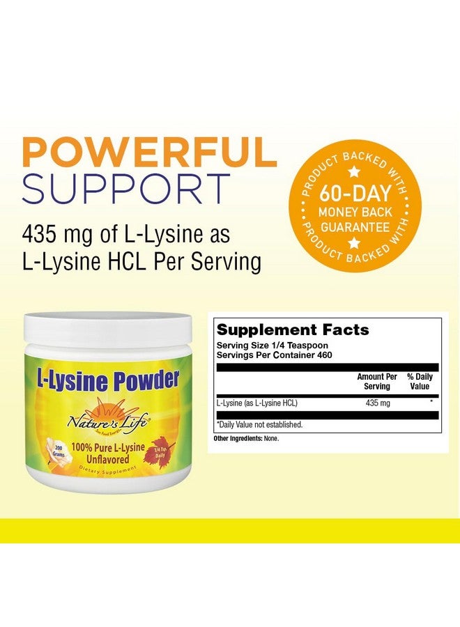 Nature's Life Nature's Life L-Lysine Powder | Helps Support Healthy Immune Function | 100% Pure Natural L-Lysine | Vegetarian, Unflavored, No Sugar | 460 Servings - Image 2