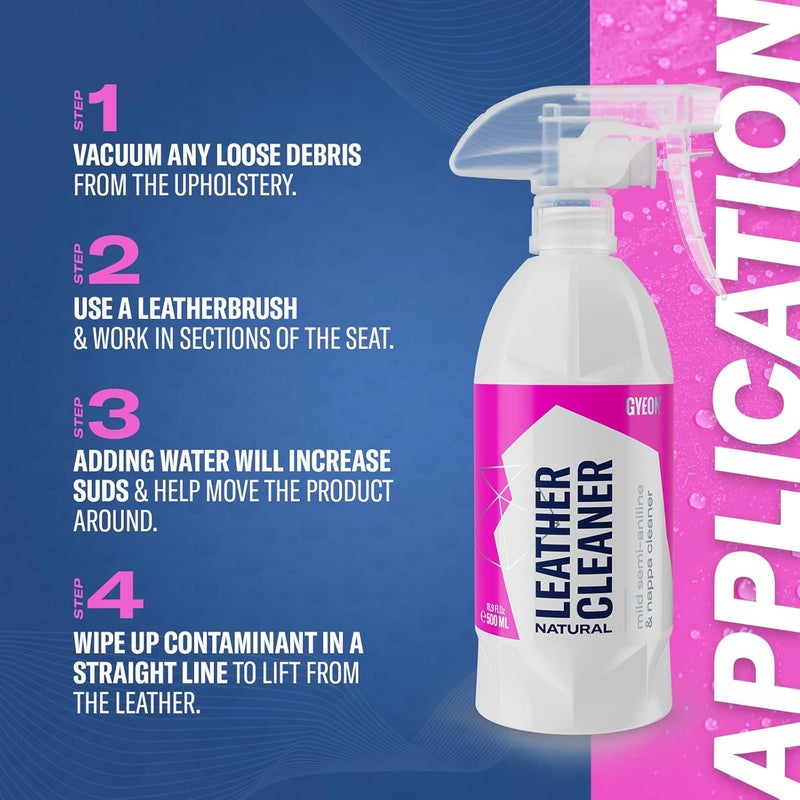 جيون منظف الجلود الطبيعي Q²M LeatherCleaner Natural - منظف جلد السيارات - لمسة نهائية غير لامعة وطبيعية، مناسب للجلود شبه الأنيلين وجلد النابا، تنظيف لطيف وعناية (500 مل) - Image 1