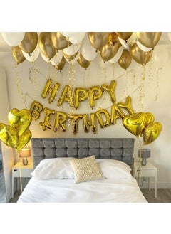 Meri Parti Meri Party Happy Birthday Gold Balloon Party Set Heart Foil Balloon Latex Balloon Full Set 