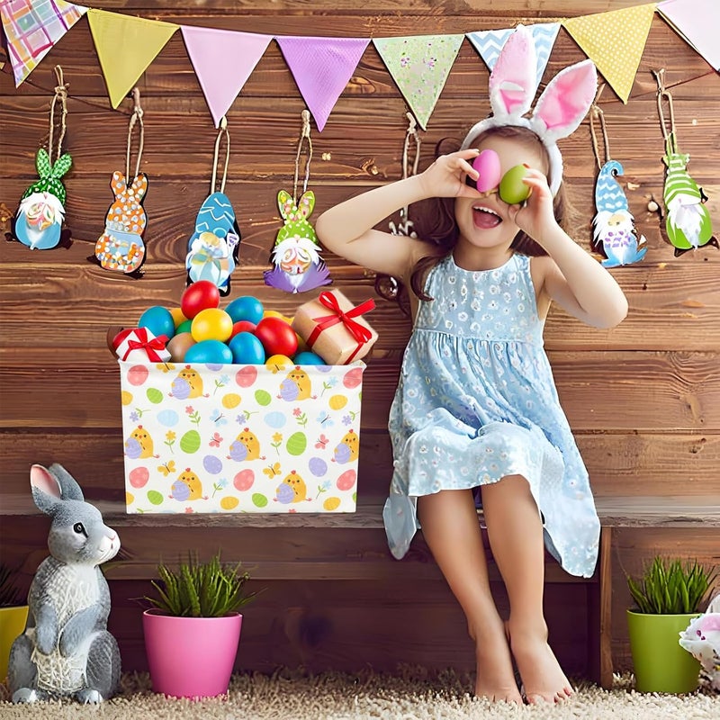 SETAMA Cute Chicken Easter Basket for Kid Large Empty Rectangular Easter Gift Storage Basket Bunny Eggs Décor (Chicken Butterfly) - Image 5