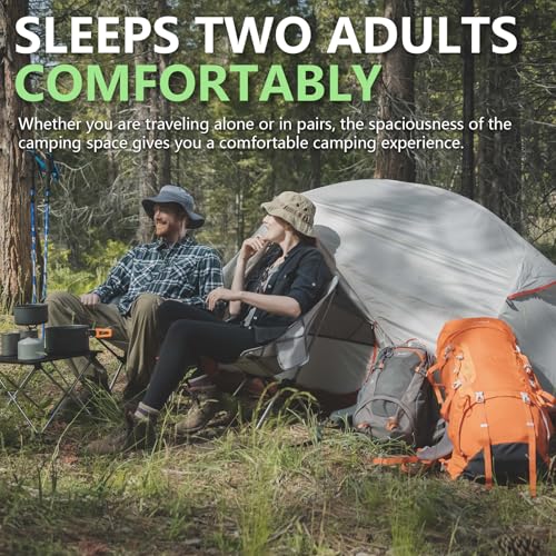 BISINNA Backpacking 2 Person Tent Lightweight 3 Season Camping Tent 20D 380T Nylon Rainfly Double Layer Free Standing Includes Footprnint 7001 Aluminium Poles for Camping Hiking Biking - Image 4