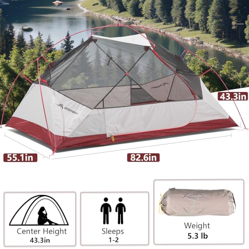 BISINNA Backpacking 2 Person Tent Lightweight 3 Season Camping Tent 20D 380T Nylon Rainfly Double Layer Free Standing Includes Footprnint 7001 Aluminium Poles for Camping Hiking Biking - Image 3