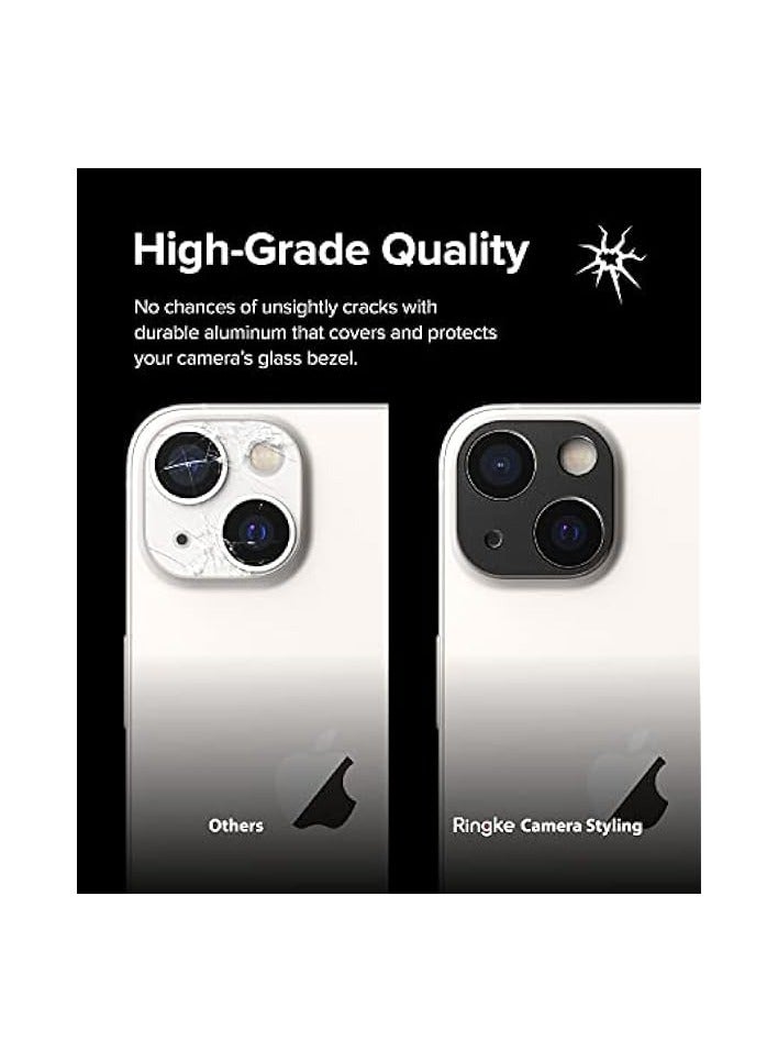 PROMASS Camera Styling Compatible with iPhone 14 Plus, iPhone 14 Camera Lens Protector, Aluminium Frame Tough Protective Cover Sticker - Black - Image 4