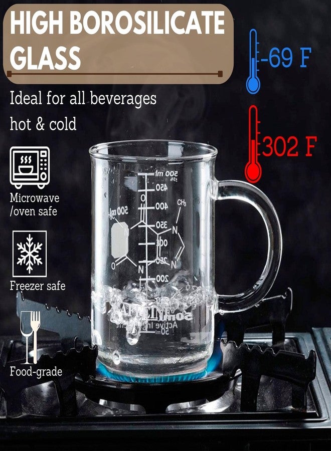 BMC Caffeine Beaker Mug 17 oz (500ml) with Metal Spoon - Chemistry Mug - Borosilicate Glass Coffee Mugs with Handle and Measuring for Coffee/Latte/Tea - Caffeine Molecule Cup - Science Coffee Mug - Image 4