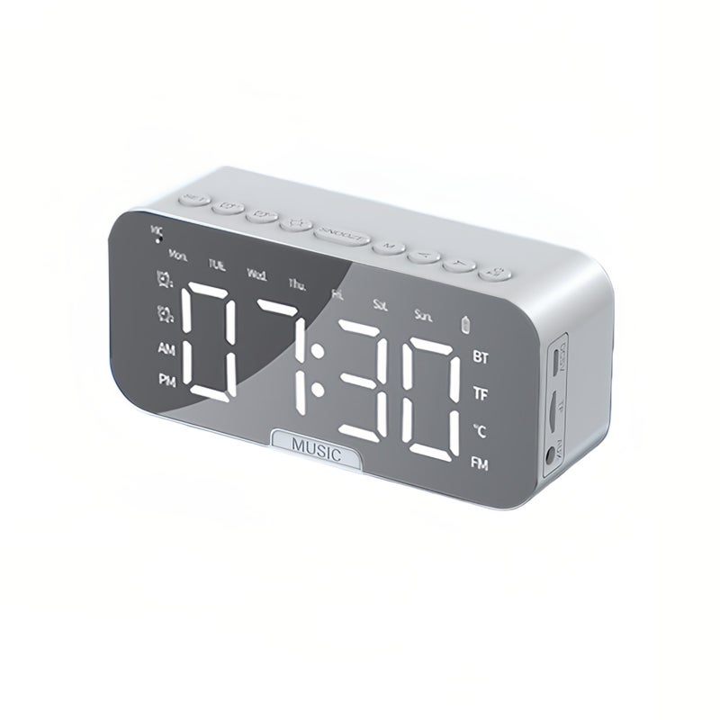 Sharpdo AI Smart Alarm Clock Speaker for Students, Digital LED Bedside Clock with Bluetooth Subwoofer and Voice Control, 3-Level Brightness Adjustment - Image 1