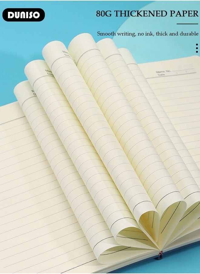 A5 Notebook, Portable Notepad with Ribbon Bookmark, Transverse Line Diary Notebook for Women Men, PU Cover Design College Specific Notebook, Hardcover Business Notebook for Writing,Travel,Work & School
