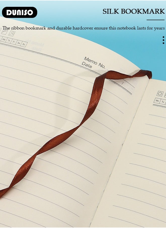 A5 Notebook, Portable Notepad with Ribbon Bookmark, Transverse Line Diary Notebook for Women Men, PU Cover Design College Specific Notebook, Hardcover Business Notebook for Writing,Travel,Work & School