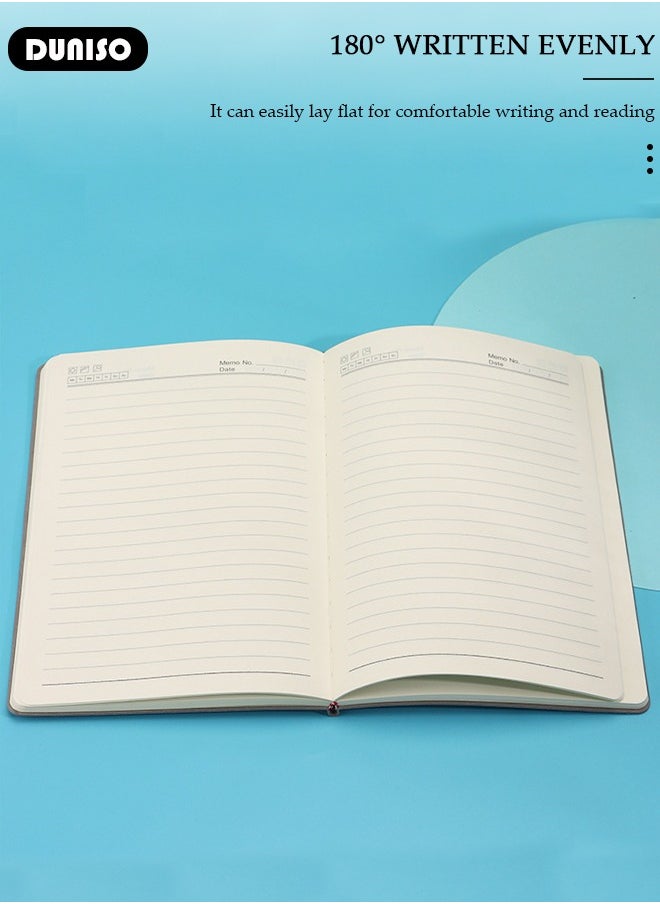 A5 Notebook, Portable Notepad with Ribbon Bookmark, Transverse Line Diary Notebook for Women Men, PU Cover Design College Specific Notebook, Hardcover Business Notebook for Writing,Travel,Work & School