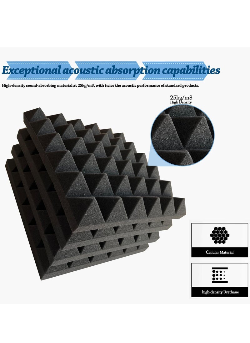 12 Pack Sound Proof Foam Panels for Walls Acoustic Wall Panels Self-Adhesive 12x12x2 Inch High Density Sound Panels Noise Reducing