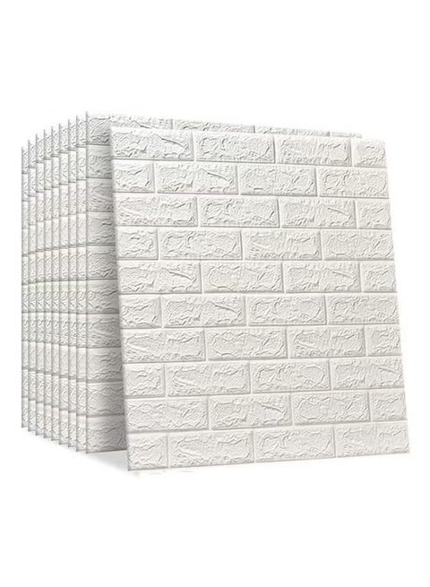 A bundle of 10pcs-PE foam 3d wall tile pattern, self-adhesive, anti-collision, waterproof wall stickers, white (70x77cm)