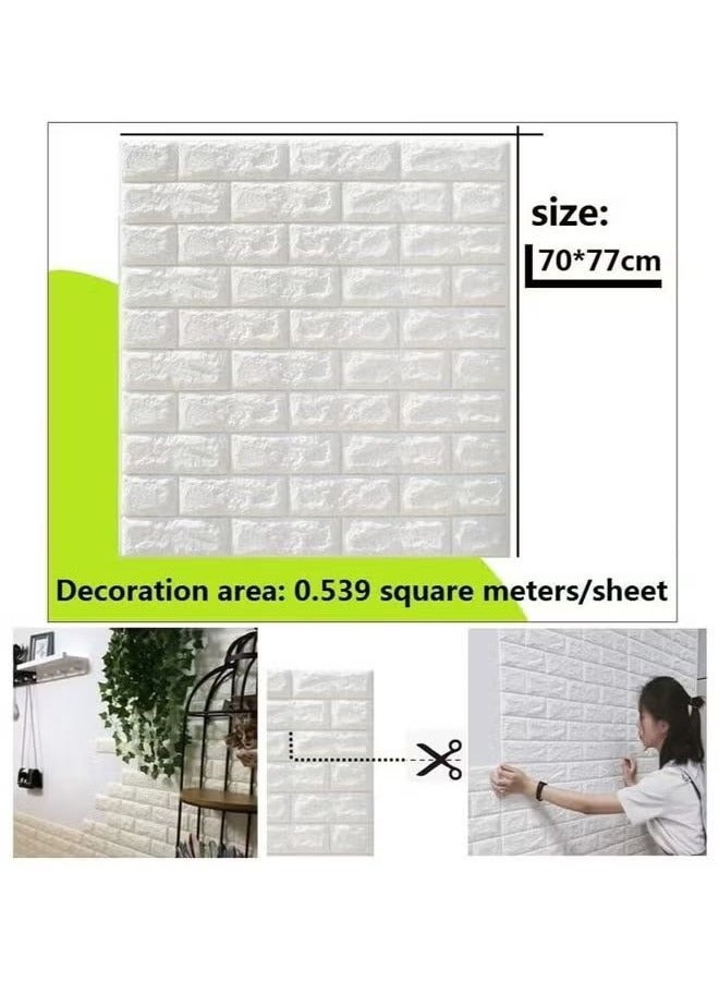 A bundle of 10pcs-PE foam 3d wall tile pattern, self-adhesive, anti-collision, waterproof wall stickers, white (70x77cm)  - Image 5