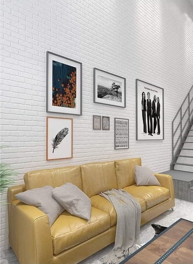 A bundle of 10pcs-PE foam 3d wall tile pattern, self-adhesive, anti-collision, waterproof wall stickers, white (70x77cm)