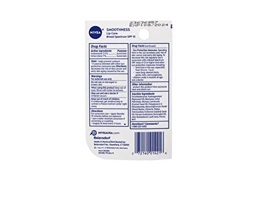 NIVEA Smoothness Lip Care SPF 15, 0.17 oz (Pack of 3) - Image 4
