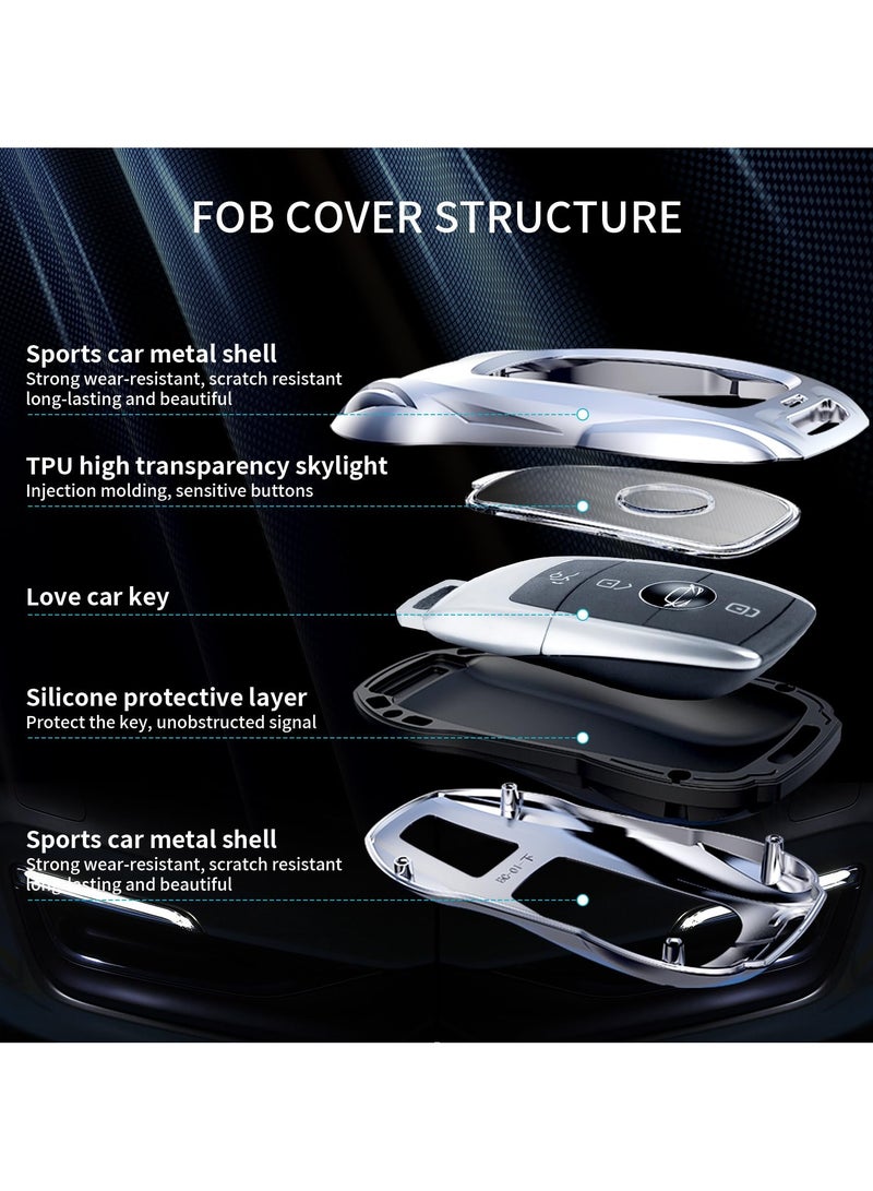 SYOSI Zinc Alloy Metal Car Key Fob Case Car Keychain for Mercedes Benz Key Fob Cover Case Holder Protector Shell Accessories - Image 2