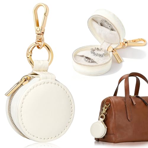 Aiokuo Travel Jewelry Box with Keychain – Mini Ring Holder and Jewelry Organizer Case for Women, Portable Compact Ring Box for Earrings, Necklaces & Travel Storage - Image 1