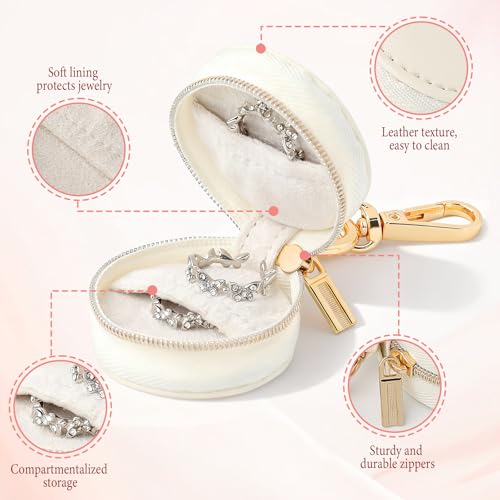 Aiokuo Travel Jewelry Box with Keychain – Mini Ring Holder and Jewelry Organizer Case for Women, Portable Compact Ring Box for Earrings, Necklaces & Travel Storage - Image 2