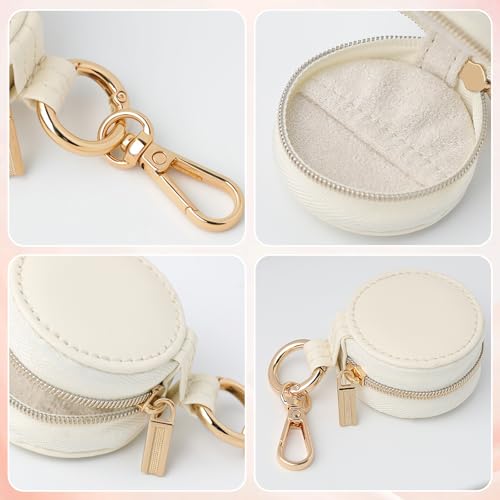 Aiokuo Travel Jewelry Box with Keychain – Mini Ring Holder and Jewelry Organizer Case for Women, Portable Compact Ring Box for Earrings, Necklaces & Travel Storage - Image 4