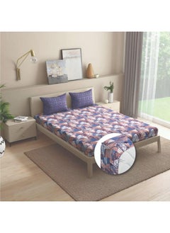 Wakefit Wakefit Bedsheet for Double Bed King Size, King Size Bed Sheet Cotton, Elastic Bedsheets for King Size Bed, Cotton with 2 Pillow Covers (Elastic Fitted Sheet 78x72 : Mambo)  - Image 1