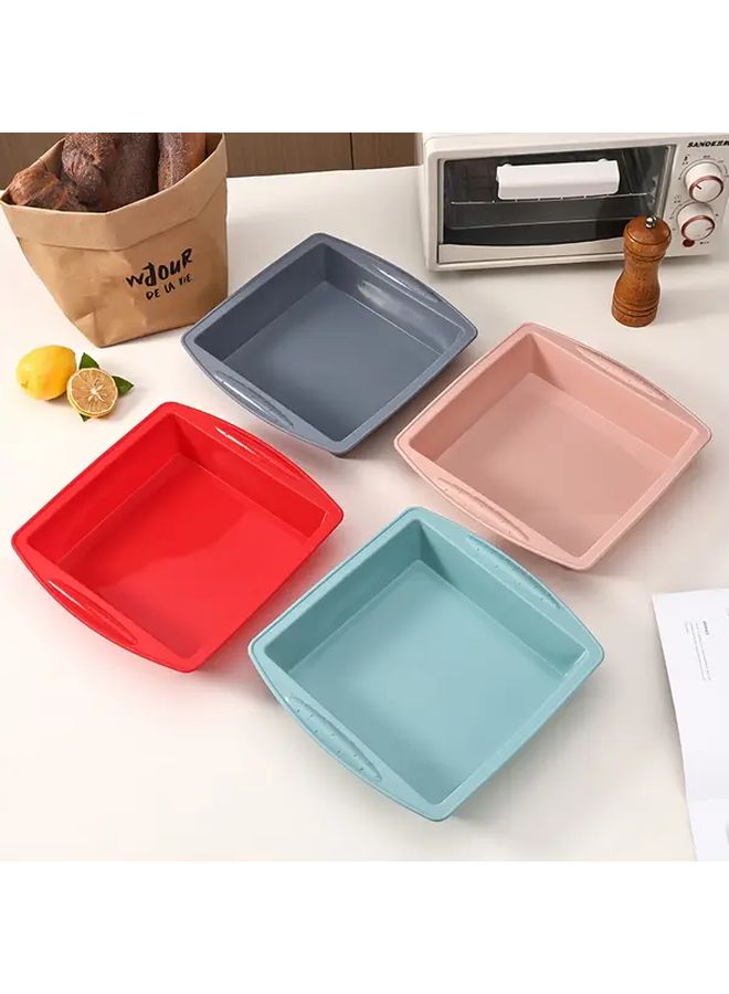 Set Of 4 Blue Silicone Molds Reusable High Temperature Resistant Easy Demold Easy To Clean For Microwave Oven Baking Pan Square Cake Mold Baking Tools - Image 1