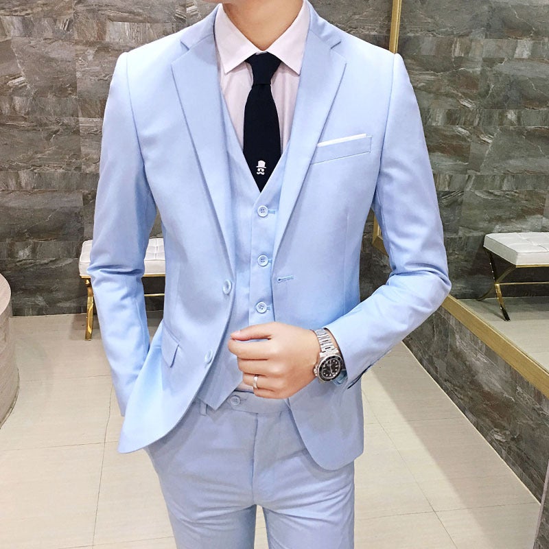 Groom Suit Suit Men'S Three-Piece Wedding Dress Casual Formal Wear Korean Style Slim British Suit - Image 1