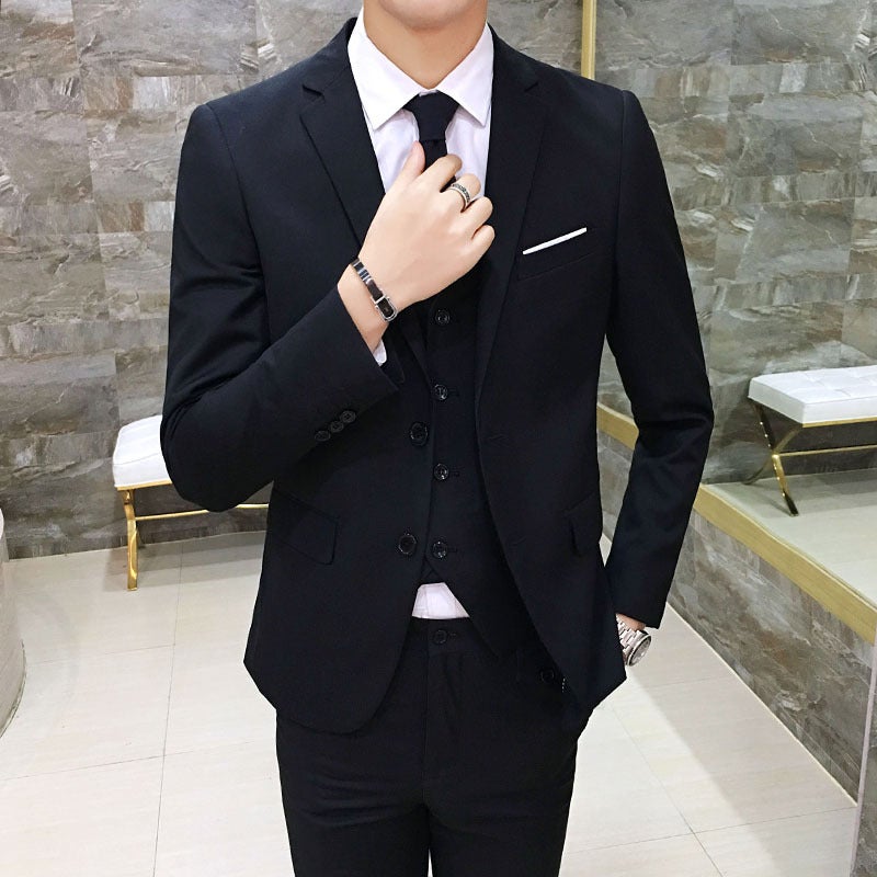 Groom Suit Suit Men'S Three-Piece Wedding Dress Casual Formal Wear Korean Style Slim British Suit - Image 4