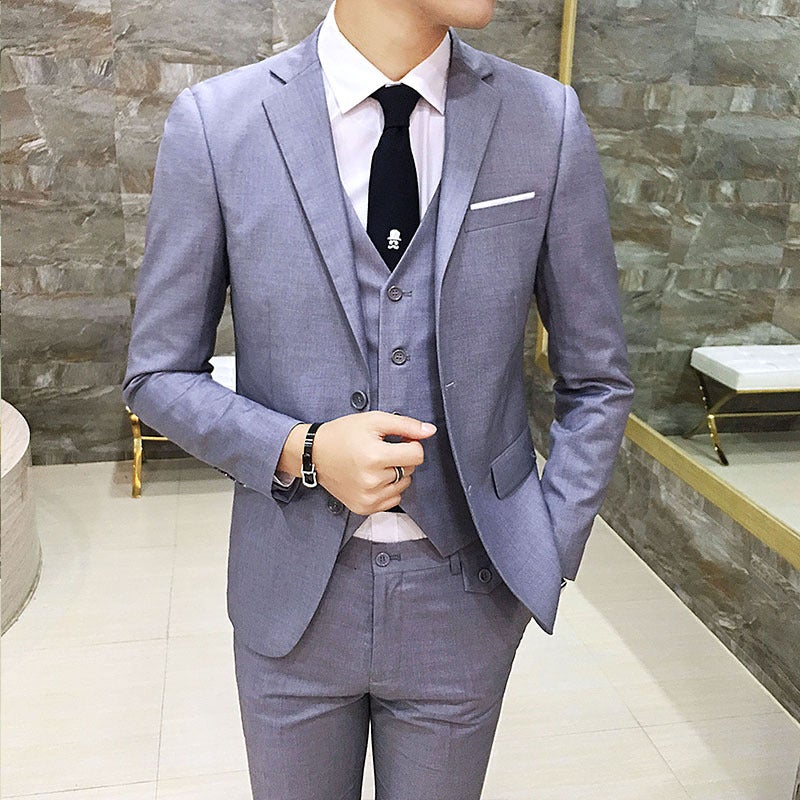 Groom Suit Suit Men'S Three-Piece Wedding Dress Casual Formal Wear Korean Style Slim British Suit - Image 2