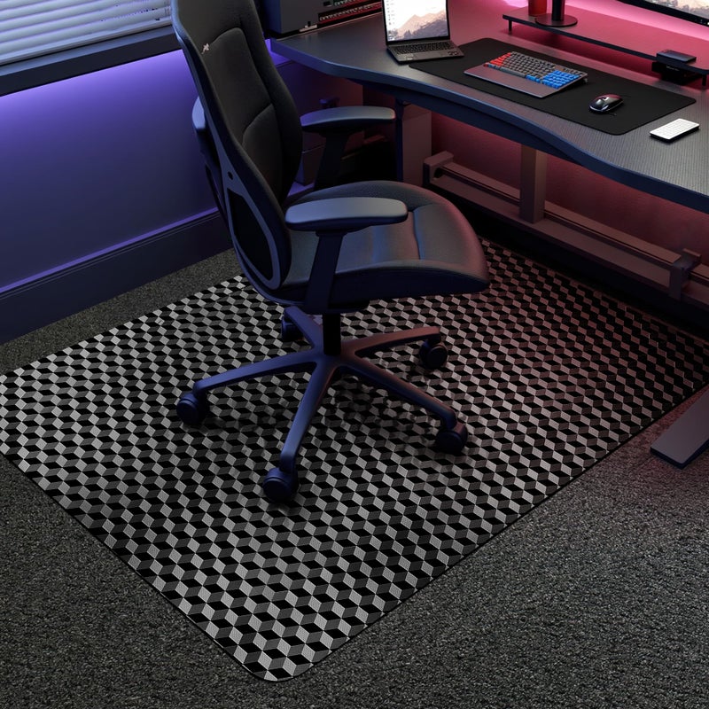 BesWin Office Chair Mat for Carpet, 48" x 30" Computer Desk Chair Mat for Low Carpeted Floors, Thick and Sturdy Carpet Protector for Rolling Chairs, Easy Glide Floor Mat for Home, Gaming (Black) - Image 1