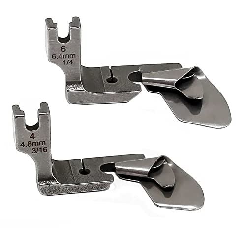 Jasol 2 Piece Industrial Curved Scroll Hemmer Foot 3/16"+1/4" Hem Pull Tube Presser Foot Crimping Presser Foot Compatible with Industrial Sewing Machine Like Brother Juki Jack Universal Machine - Image 1