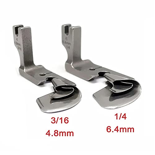 Jasol 2 Piece Industrial Curved Scroll Hemmer Foot 3/16"+1/4" Hem Pull Tube Presser Foot Crimping Presser Foot Compatible with Industrial Sewing Machine Like Brother Juki Jack Universal Machine - Image 5
