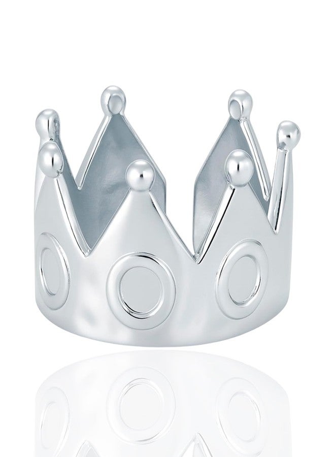 VAMA Fashions Elegant Crown Design Stainless Steel Adjustable Finger Ring Modern Trendy & Comfortable Fashion Jewelry for Women and Girls - Image 1