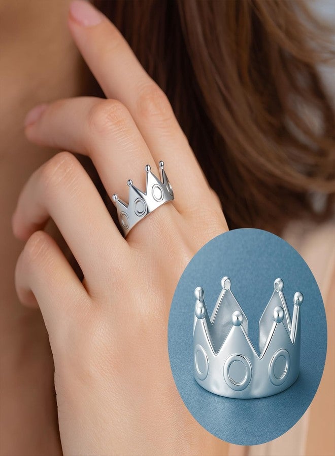 VAMA Fashions Elegant Crown Design Stainless Steel Adjustable Finger Ring Modern Trendy & Comfortable Fashion Jewelry for Women and Girls - Image 2