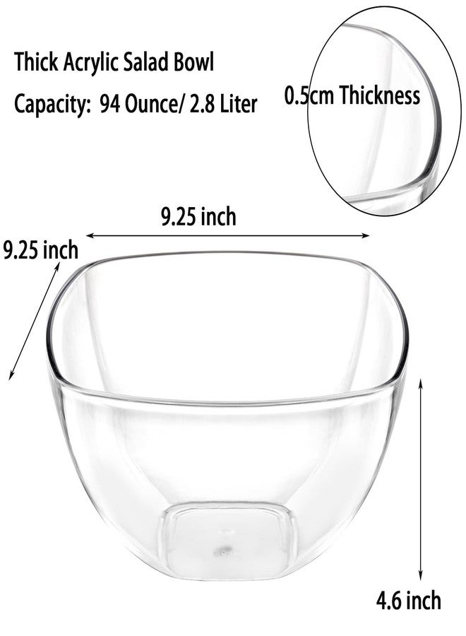 TOPZEA Set of 3 Clear Plastic Serving Bowls for Party, 94oz Acrylic Large Salad Mixing Bowl Set Kitchen Reusable Snacks Bowl for Fruit Chips Dips Popcorn, Break-Resistant - Image 2