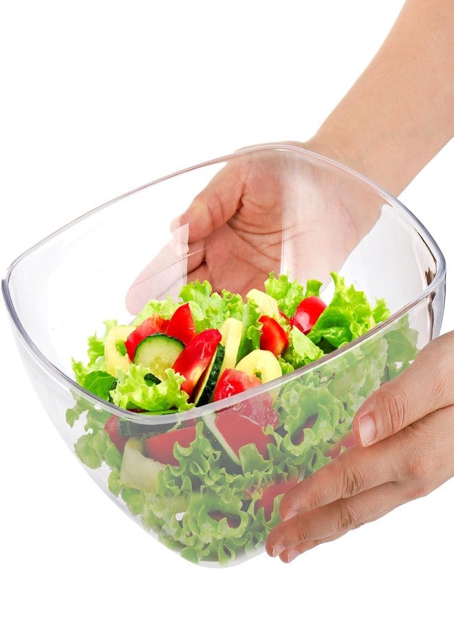 TOPZEA Set of 3 Clear Plastic Serving Bowls for Party, 94oz Acrylic Large Salad Mixing Bowl Set Kitchen Reusable Snacks Bowl for Fruit Chips Dips Popcorn, Break-Resistant - Image 3