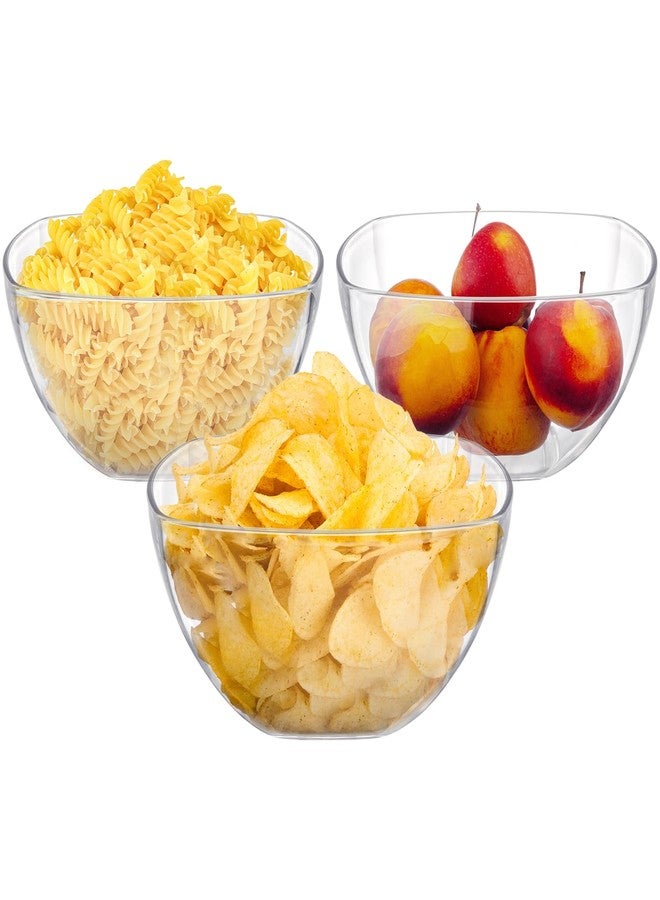 TOPZEA Set of 3 Clear Plastic Serving Bowls for Party, 94oz Acrylic Large Salad Mixing Bowl Set Kitchen Reusable Snacks Bowl for Fruit Chips Dips Popcorn, Break-Resistant - Image 4