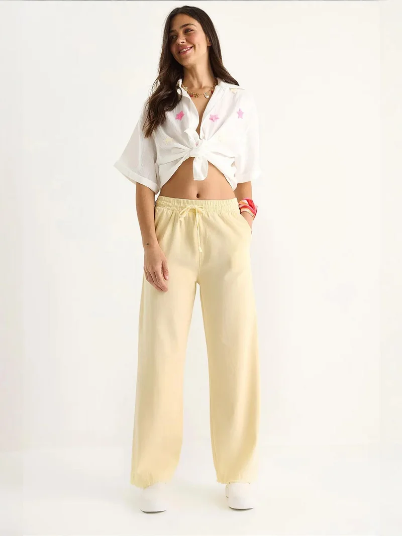 LUCCI Elastic Waist Straight Leg Pants