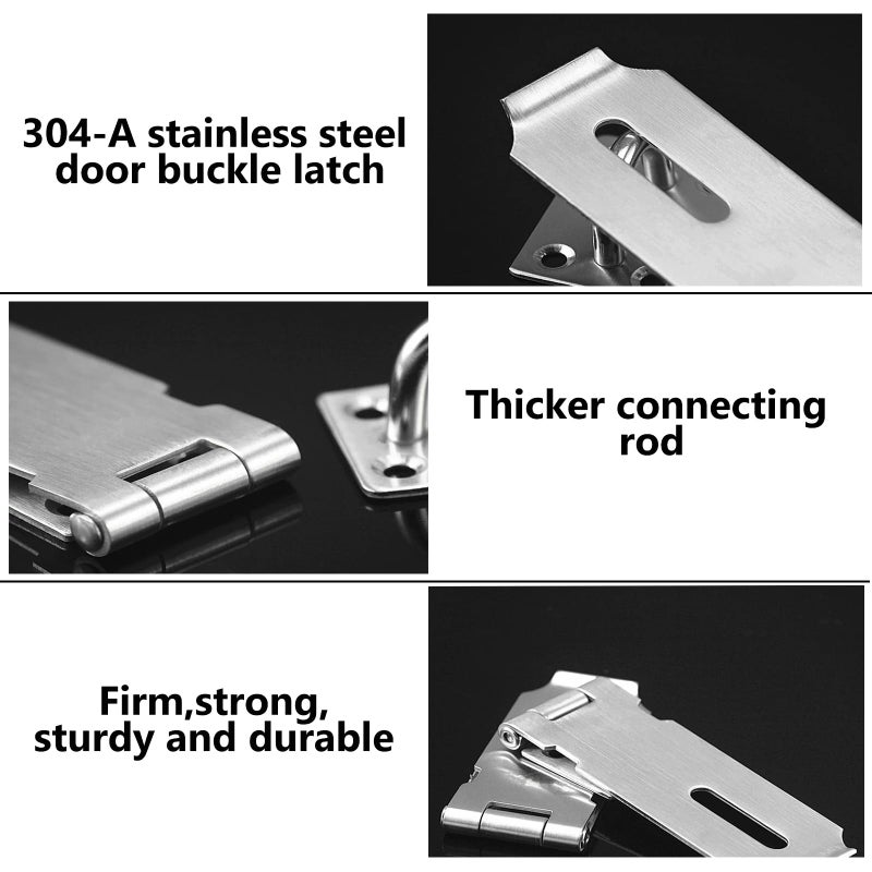 Tanbupu 2Pcs Door Locks Hasp Latch 5 Inch 304 Stainless Steel Safety Packlock Clasp Hasp Lock Latch Hinge Lock Padlock With Screws For Gates Doors Cabinets  Closets And More - Image 3