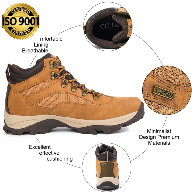 CC-Los Men's Waterproof Hiking Boots Outdoor Relaxed Fit Lightweight Wheat Size 13 - Image 2
