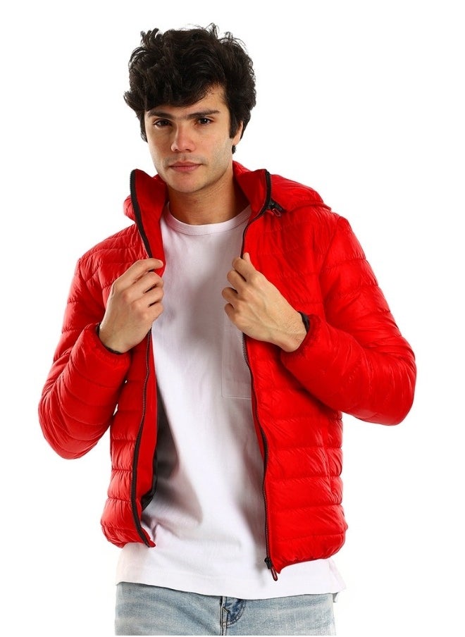 WHITE RABBIT - White Rabbit Men Quilted Long Sleeves Red Men Waterproof Jacket - Image 1