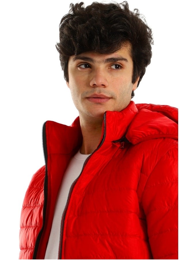 WHITE RABBIT - White Rabbit Men Quilted Long Sleeves Red Men Waterproof Jacket - Image 1
