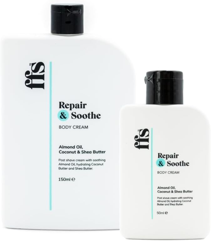 50ml 150ml Repair Soothe PostShave Body Creams for Women wShea Butter Almond Oil Coconut Butter Paraben CrueltyFree Body Moisturiser for Dry Skin FFS Beauty Sensitive Skin Moisturiser